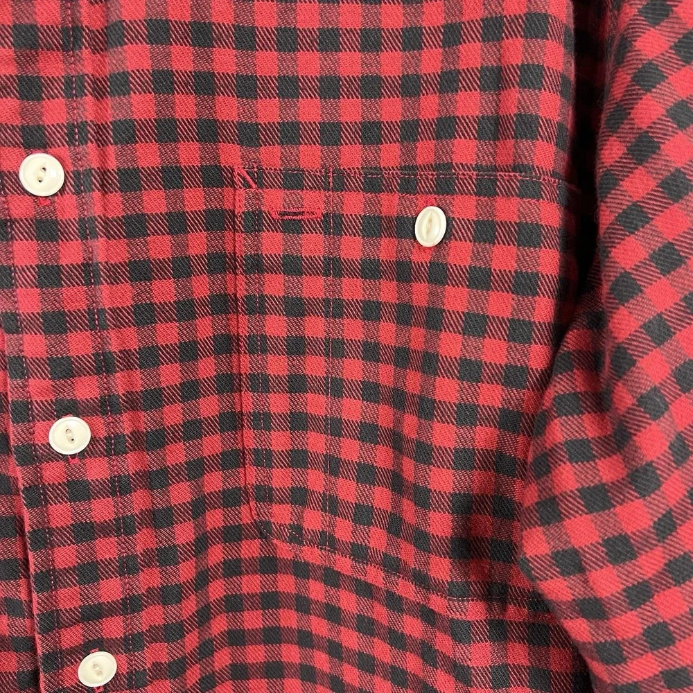 Polo Ralph‎ Lauren Mens Red Black Checkered Plaid Long Sleeve Button Down Shirt
